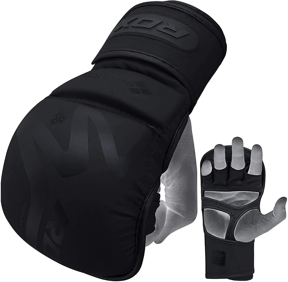 RDX MMA Hybrid Sparring Gloves, Maya Hide Leather, Open Ventilated Palm, Padded Mitts Martial Arts Kickboxing Muay Thai Training Cage Fighting, Men Adult, Punching Bag and Pads Workout