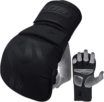 RDX MMA Hybrid Sparring Gloves, Maya Hide Leather, Open Ventilated Palm, Padded Mitts Martial Arts Kickboxing Muay Thai Training Cage Fighting, Men Adult, Punching Bag and Pads Workout