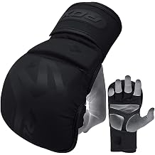 RDX MMA Hybrid Sparring Gloves, Maya Hide Leather, Open Ventilated Palm, Padded Mitts Martial Arts Kickboxing Muay Thai Training Cage Fighting, Men Adult, Punching Bag and Pads Workout