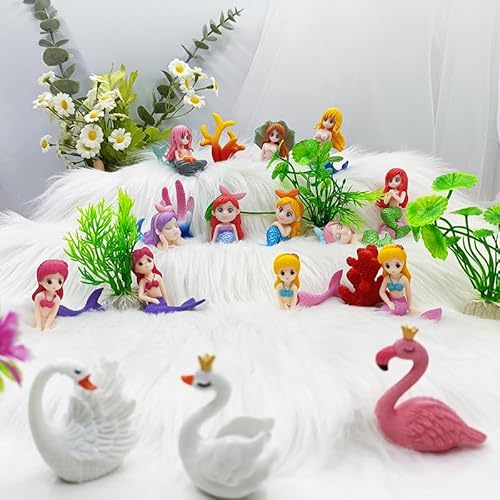 Exasinine 8 Pcs Cute Miniature Mermaid Figurines, Mini Mermaid Figurines Cake Topper Set For Crafts, Succulent Planter, Moss Landscape Diy Terrarium #TOP5