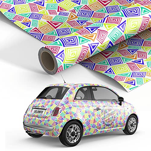 Prodotta in italia Generico Pellicola Trama Psychedelic Forms Pellicola Car Wrapping Texture Adesiva Rivestimento Auto Moto Arredamento LOLLOMOTO (150x300cm Offerta)
