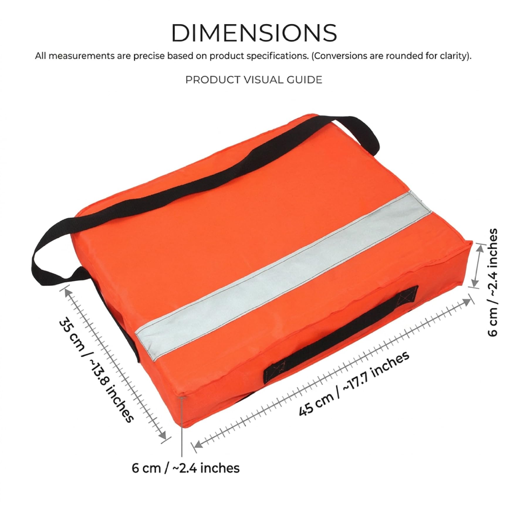 Dispositif de flottaison jetable 35x45x6 cm Coussin de Bateau Orange Haute visibilité avec Bandes réfléchissantes et Sangle Transport pour la sécurité Nautique d'urgence en Piscine