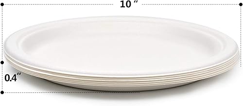 Miniatura 4 de Green Earth - Bagazo natural (fibra de caña de azúcar) sin árboles, plato de papel de 10 pulgadas, biodegradable, compostable (50 platos desechables)
