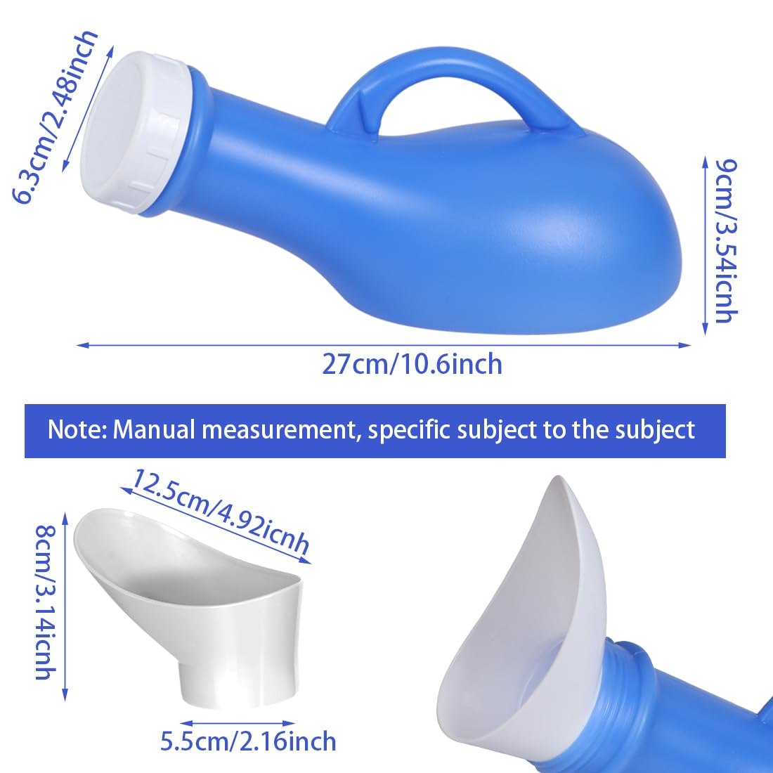 Pisuar przenośny butelka na mocz 1000 ml plastikowy z pokrywką na kemping podróż