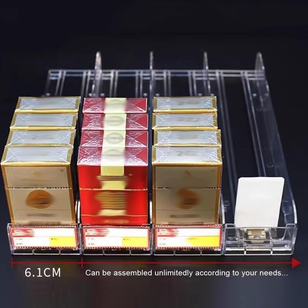 Clear Shelf Display Organizers, Automatic Cigarette Pushers, Retail Shelving System, Pack of 10/20/30 Spring-Loaded Holders, 6.4x28cm for Optimal Product Presentati