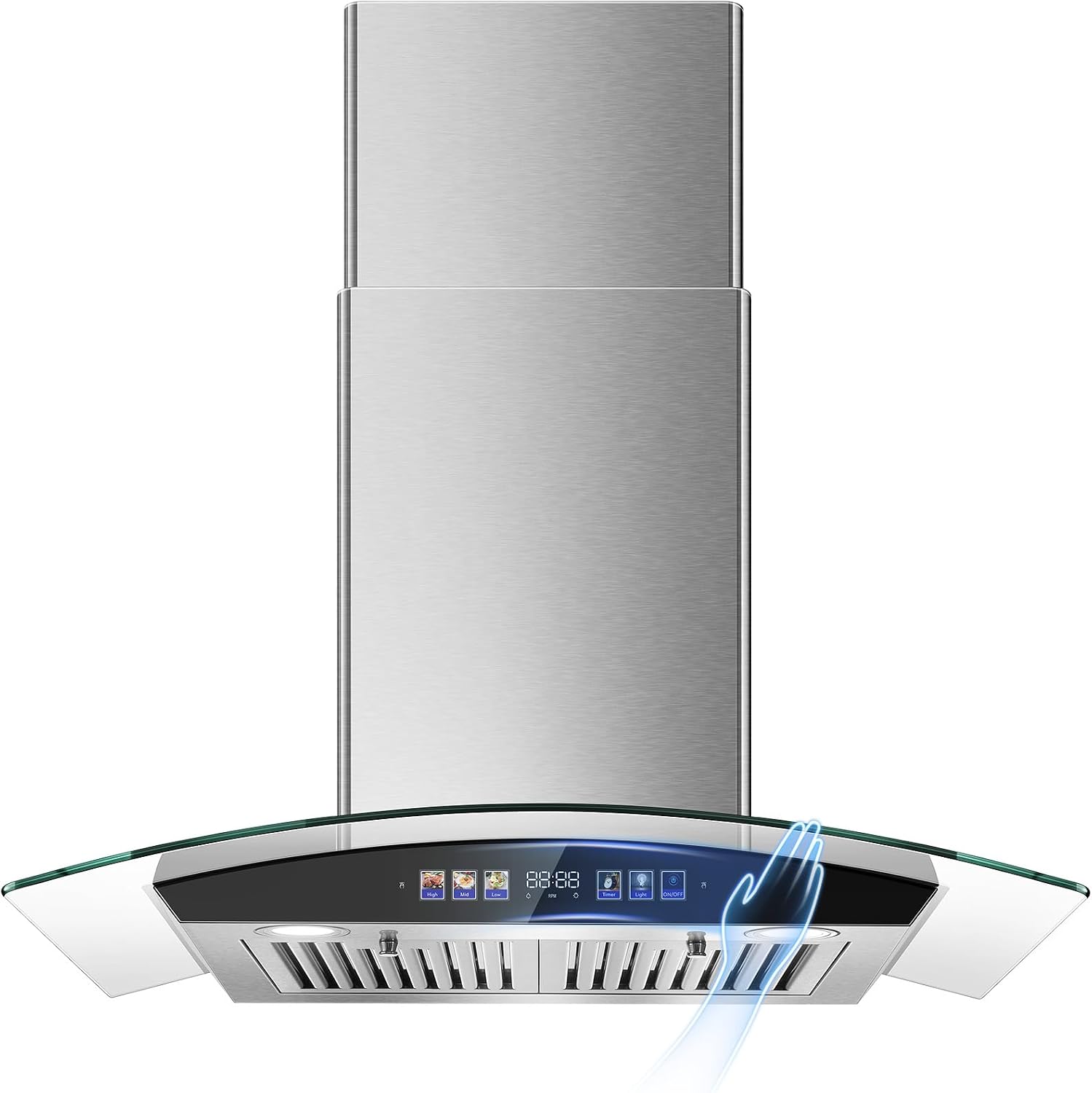 Tieasy 30" Wall Mount Range Hood, 800 CFM, Color Touch & Gesture Sensing