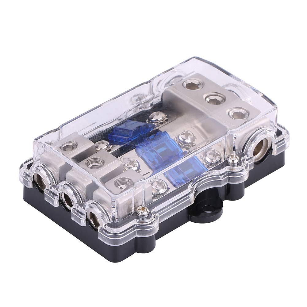 Scatola dei fusibili per auto, blocco porta fusibili di alimentazione audio stereo per auto da 60A universale universale 1 in 3 vie di uscita 12V-24V
