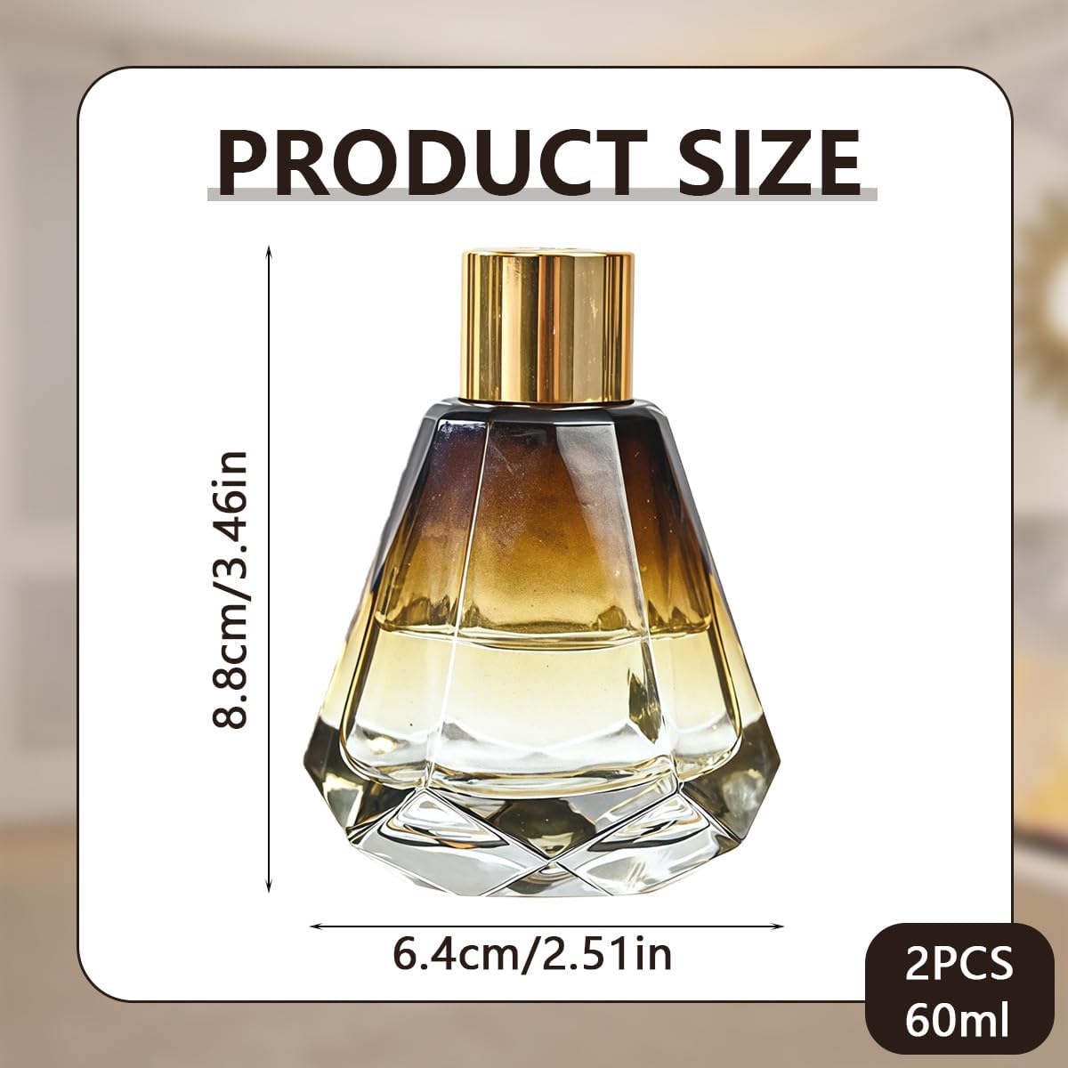 2PCS 60ml/2oz Empty Refillable Glass Diffuser Bottles - Aromatherapy Storage Containers for DIY Replacement Diffuser Sticks - Amber Gradation - Image 2
