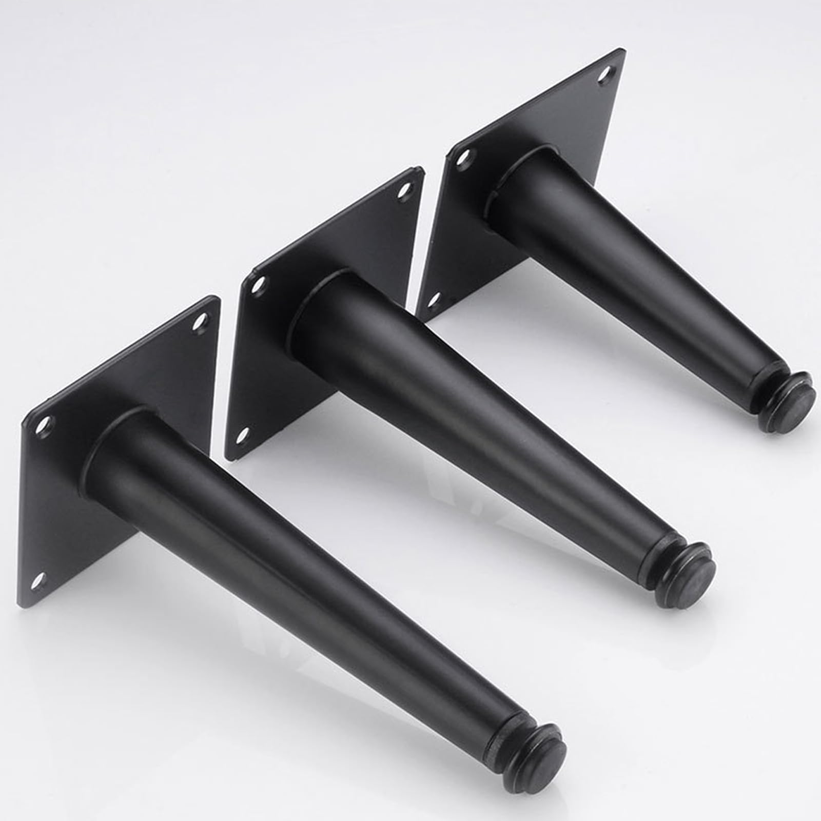 Piedini per Tavolo Conici Di Ricambio 4 Pezzi Piedini Regolabili per Tavolo Acciaio Laminato A Freddo Nero Vernice Spray Piedini per Divano Altezza: 10,5-72,5 cm Piedini per Mobile 50,5 cm/19,9"