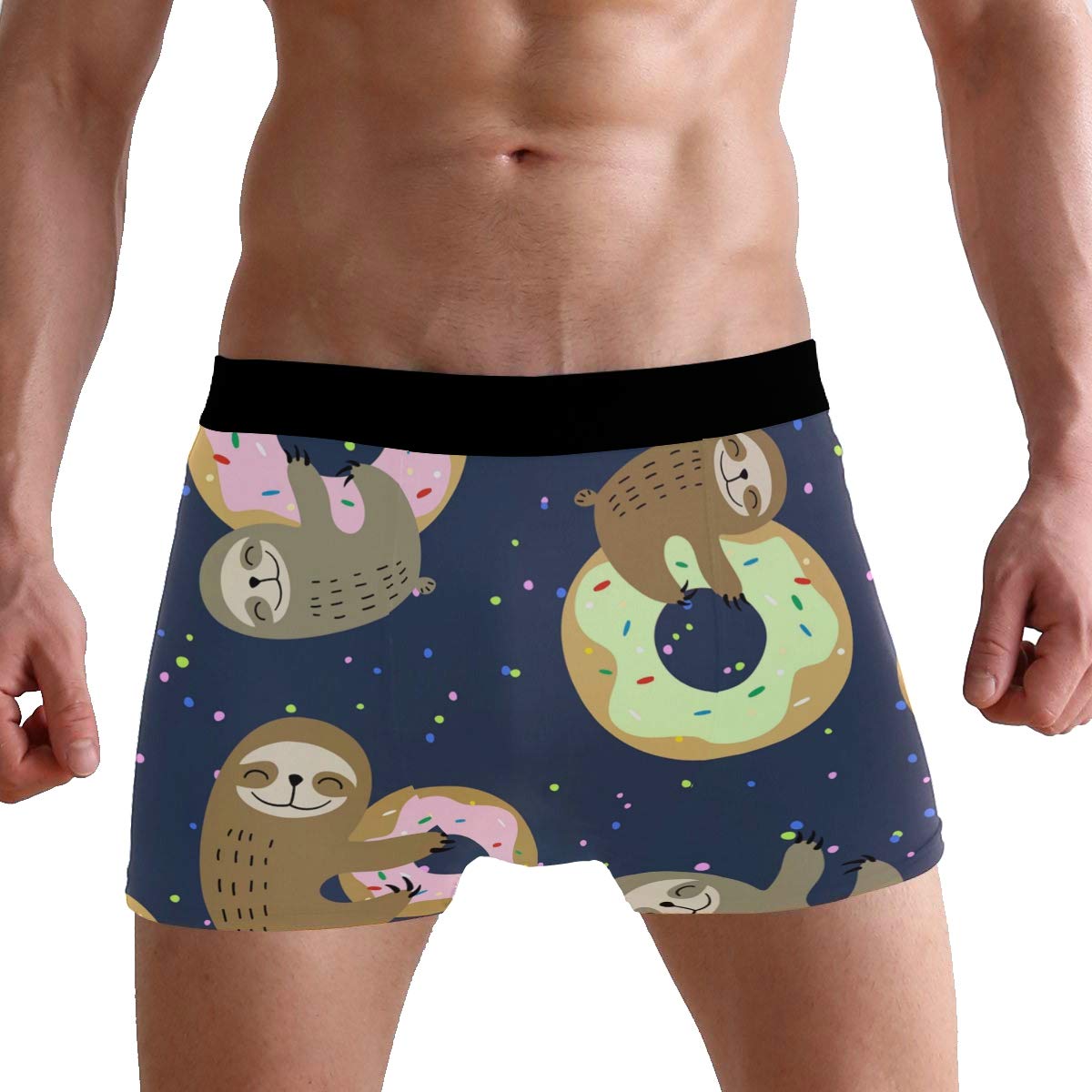 Puxuqu Men's Multicoloured Boxers Shorts Cute Sloth Donuts Boxer Briefs Underwear For Boy