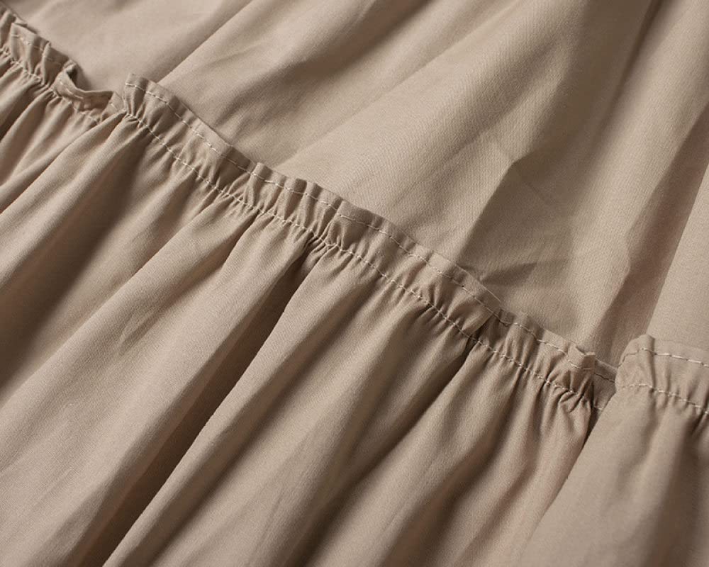 Spódnice dla kobiet Wielka Brytania, plus rozmiar Czarna spódnica zimowa Elastyczna talia, falbana Ruched Spódnice z wysokim stanem Eleganckie spódnice maxi dla(Khaki One Size)