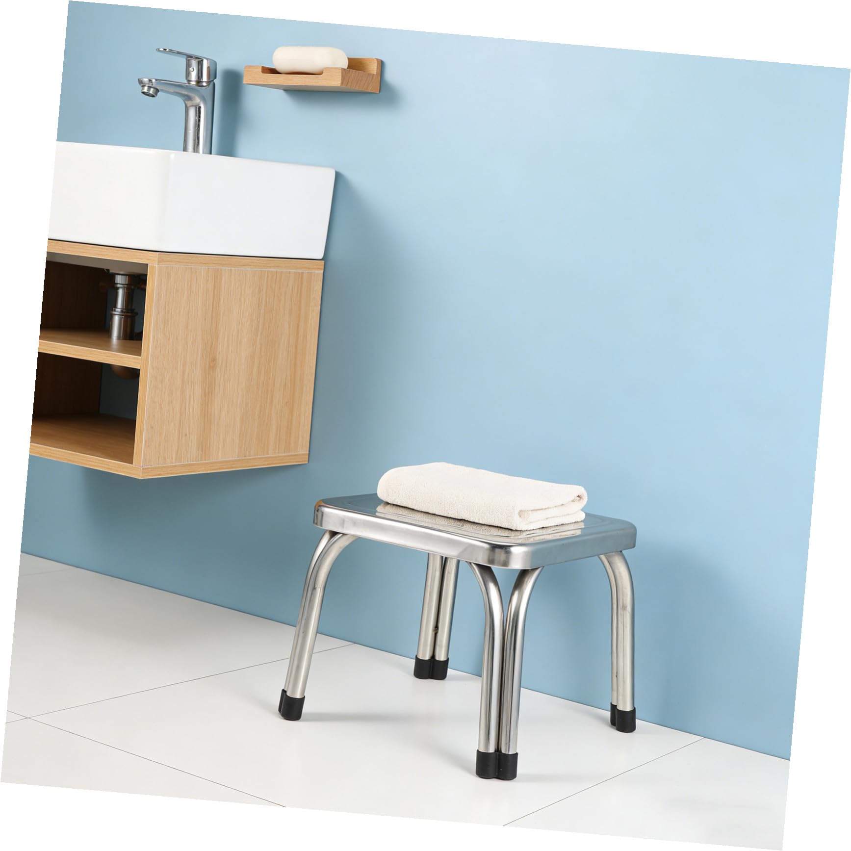 Ipetboom Taburete de Baño de Acero Inoxidable Resistente y Antideslizante, Banco Compacto para Ducha Alta Estabilidad, Adecuado para Adultos y Personas Mayores en Cocina o Balcón