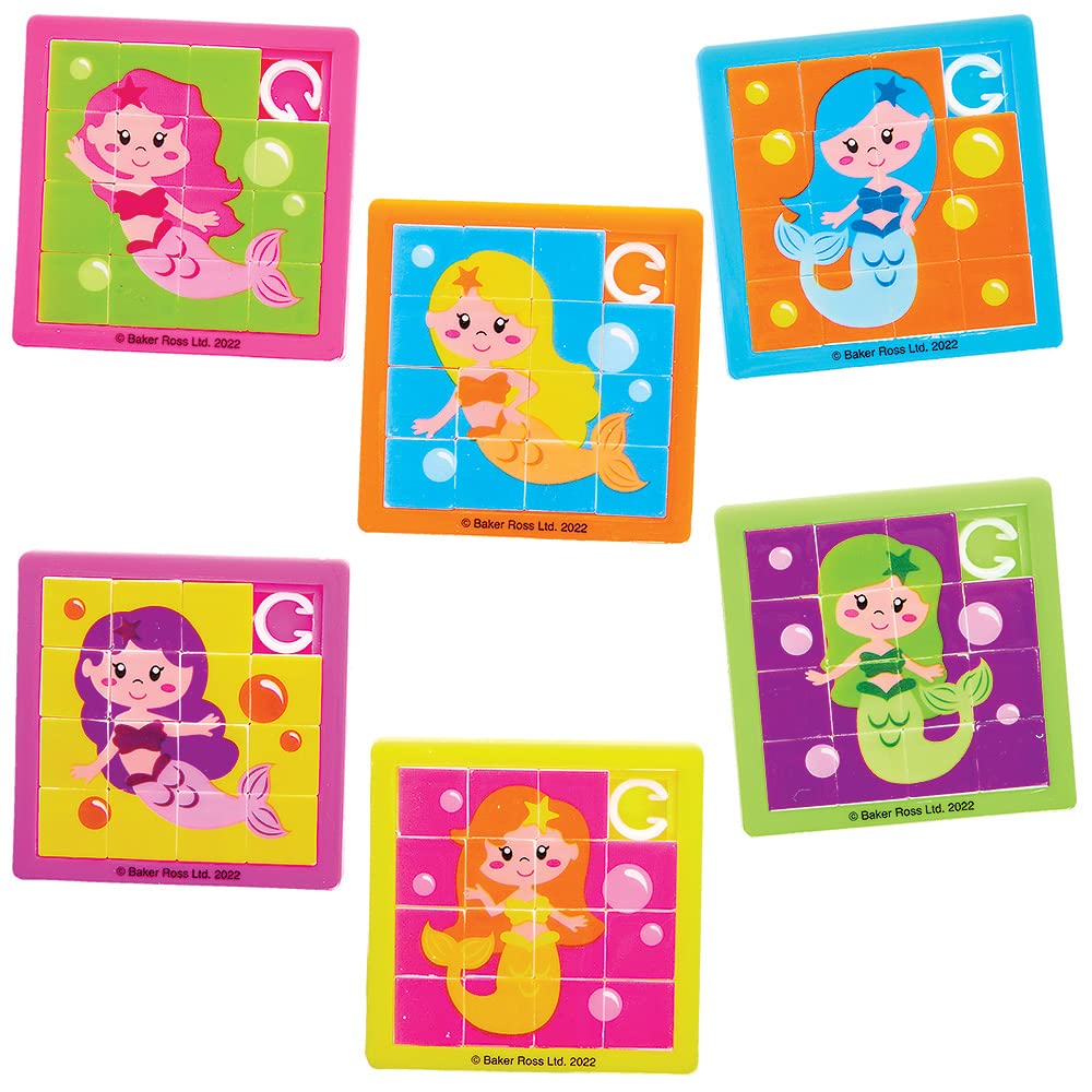 Baker Ross FX792 Puzzle scorrevoli delle magiche sirene - Confezione da 6, Regali per le feste dei bambini
