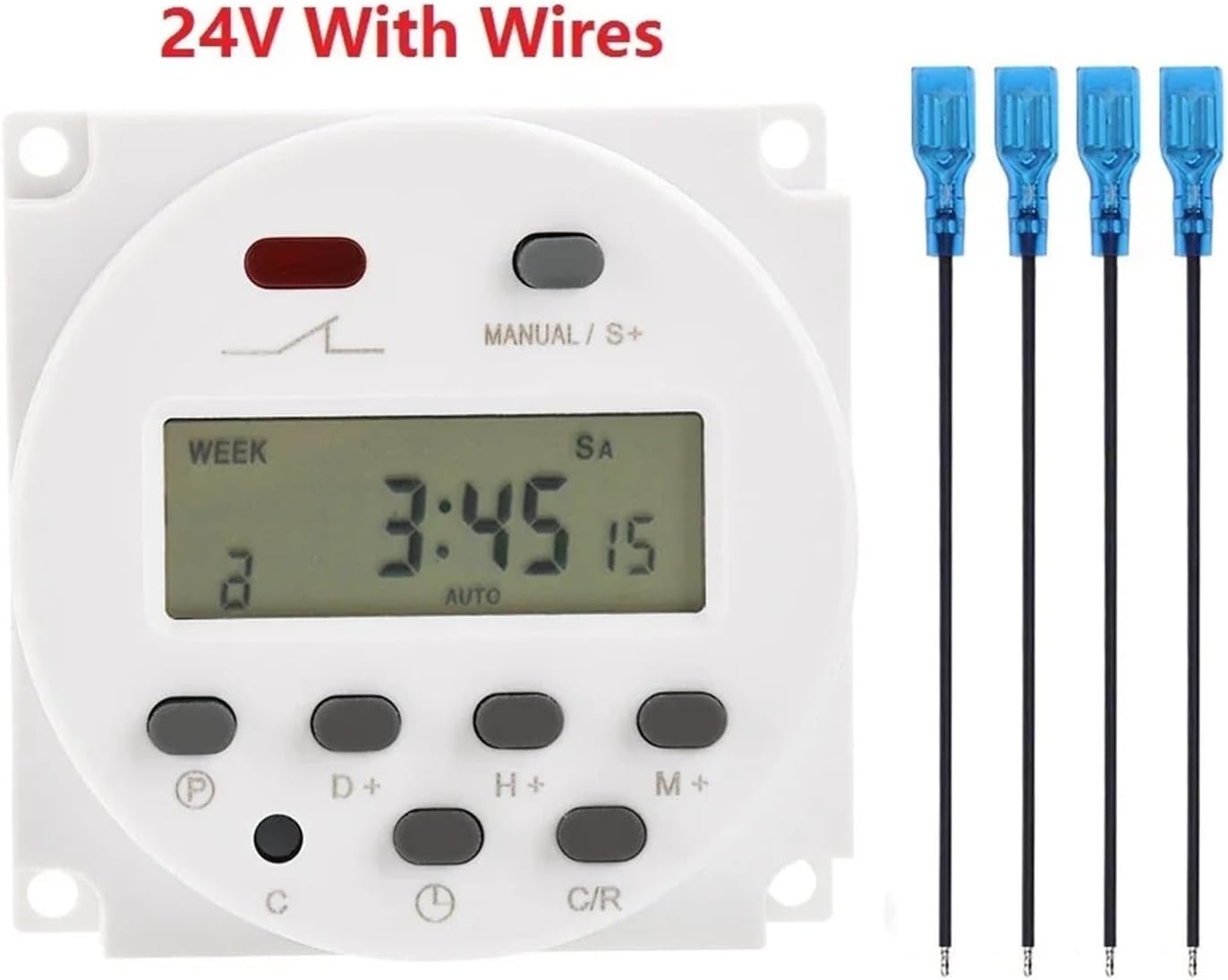 1 Second Interval 12V 24V 110V 220V Digital LED Timer Switch 7 Days Weekly Programmable Time Relay Programmer CN101S(24V with Wires)