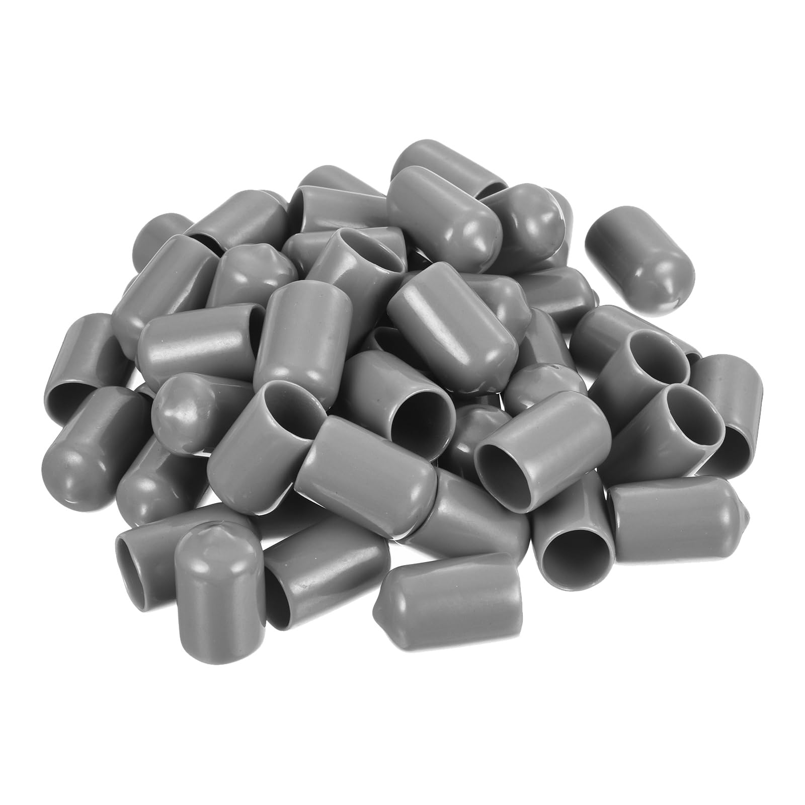 uxcell 100pcs Rubber End Caps Protective Caps 13mm ID Vinyl PVC Round Tube Bolt Cap Cover Screw Thread Protectors Light Grey