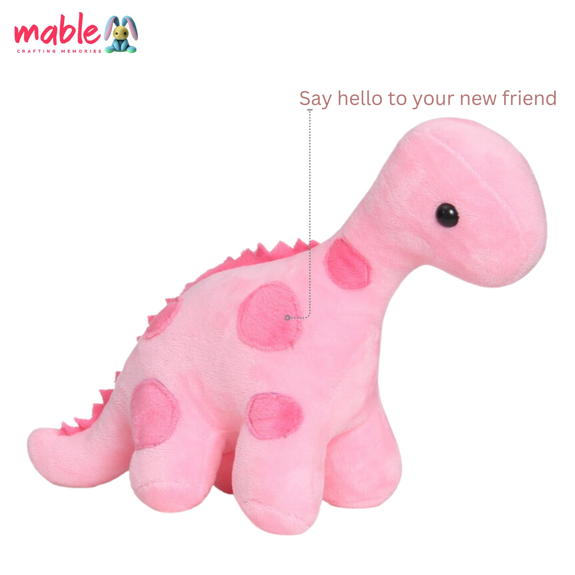 MABLE Millo Dino Soft Toy | Cute Dinosaur Toy for Babies & Kids | Ultra-Soft Stuffed Animal for Boys & Girls | Ideal Gift for Birthdays, Playtime & Nursery Decor (30CM Pink) 4