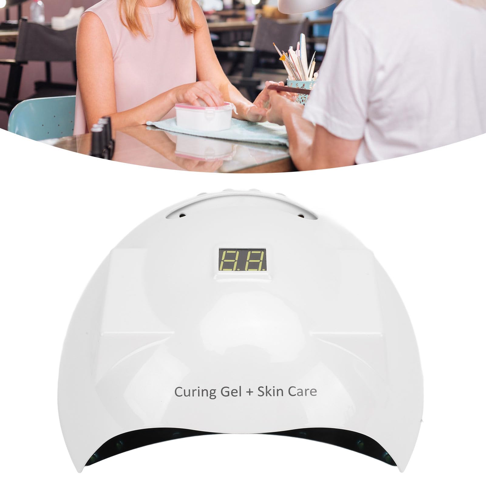 Nail Light LED Lamp Beads Powerful 33pcs+18pcs 5200mAh Lithium ion Battery Lamp with Handle, Infrared Sensing for Home Salon, Fast Curing Nail Polish Gel (US Plug)