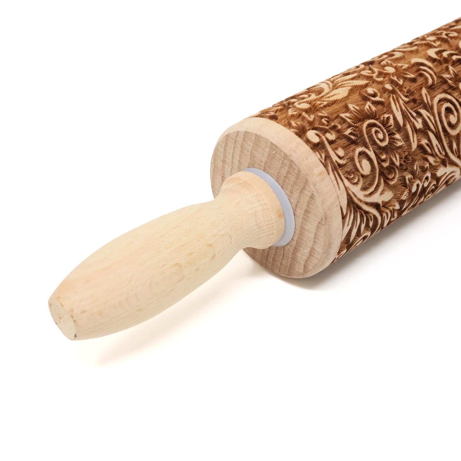Yueton Wooden Embossed Rolling Pin - Engraved Baking Decor Tool For Cookies & Pastries (Brown) - View #13
