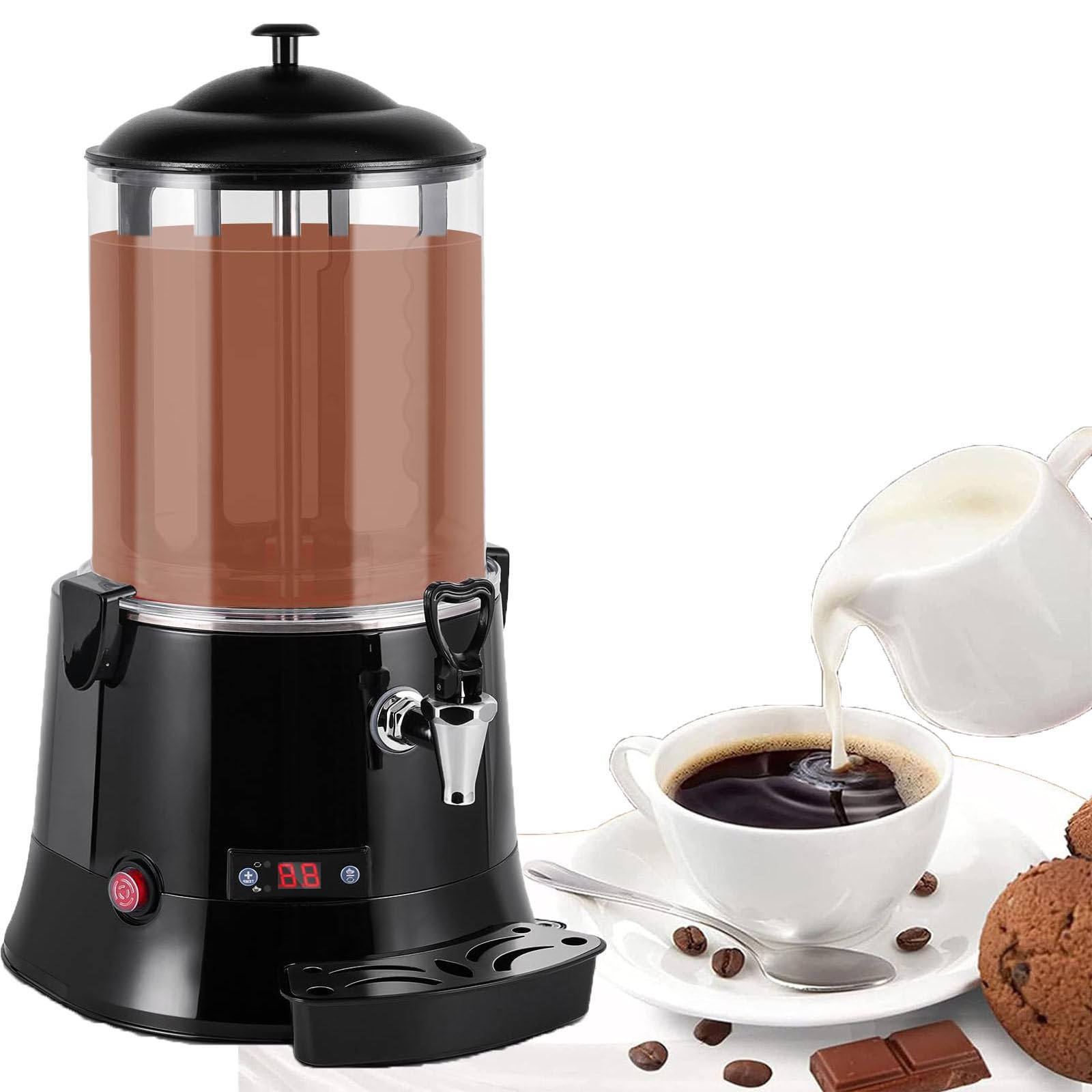 Macchina per Cioccolata Calda Commerciale, distributore di Cioccolata Calda, distributore di Cioccolata Calda con Display a LED, scaldabevande Calde per Riscaldare Il Cioccolato,10L