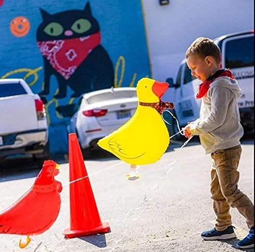 Miniatura 4 de Borang Paquete de 6 globos de animales que caminan con animales de granja, fiesta de cumpleaños, decoración de fiesta de barbacoa (piñón, pato,