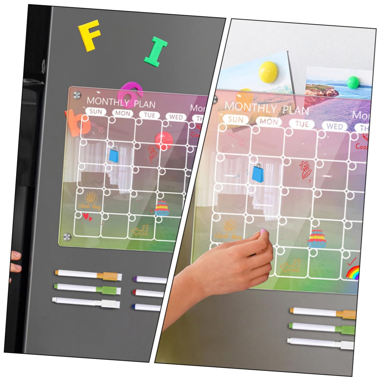 1set Lavagna Pianificatore Settimanale Acrilico Lavagna Cancellabile Per Scrivania e Frigorifero Design e Portatile Per Pianificazione Quotidiana