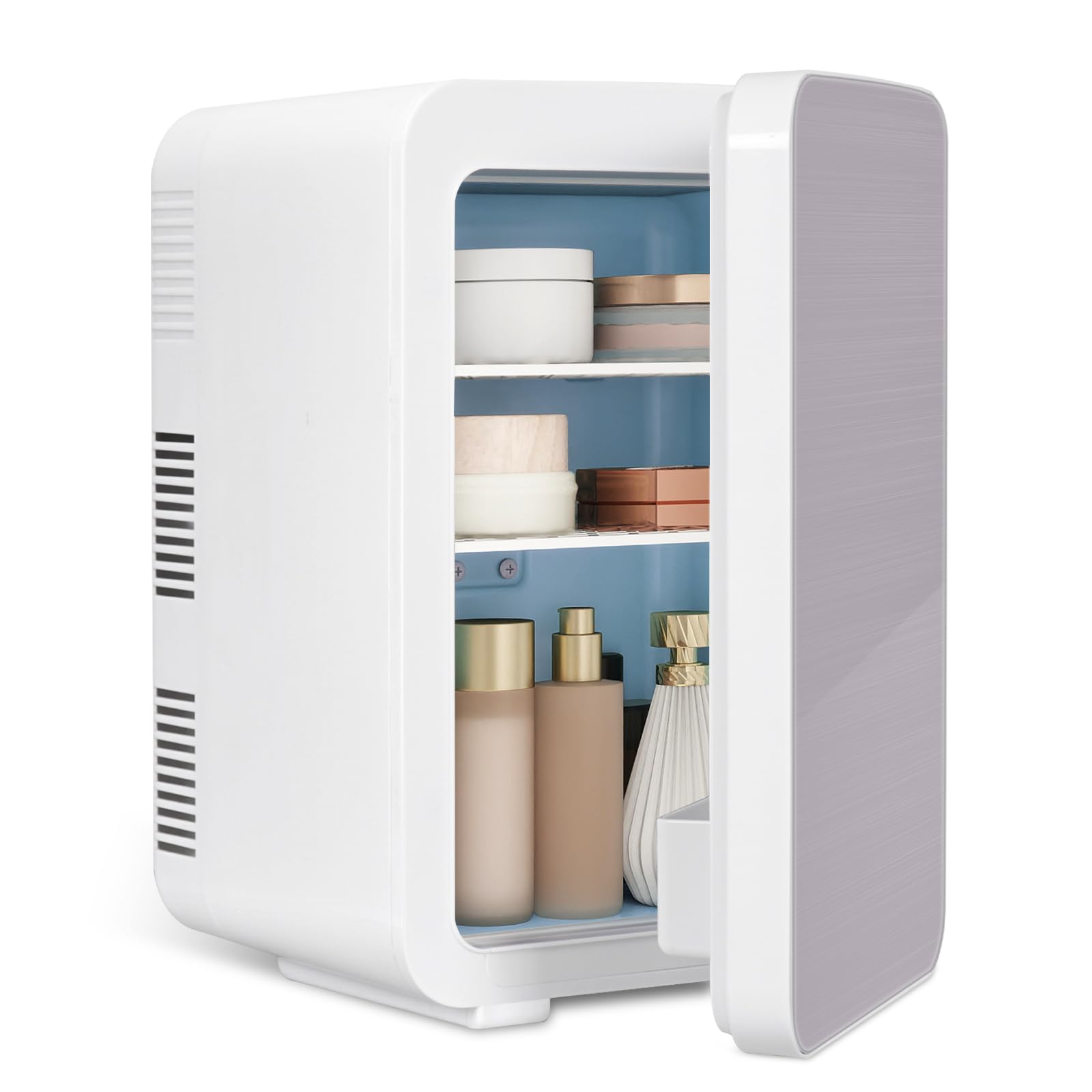 Mini Fridge for Bedrooms 10L/12 Cans with AC/DC Powered, Quiet Mode, Small Skincare Portable Beauty Fridge for Cosmetic, Office or Car, Black — view 7