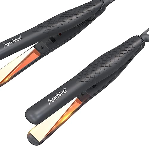 AmoVee Mini plancha de pelo, plancha plana portátil de viaje de doble voltaje, planchas planas pequeñas para cabello corto, oro rosa