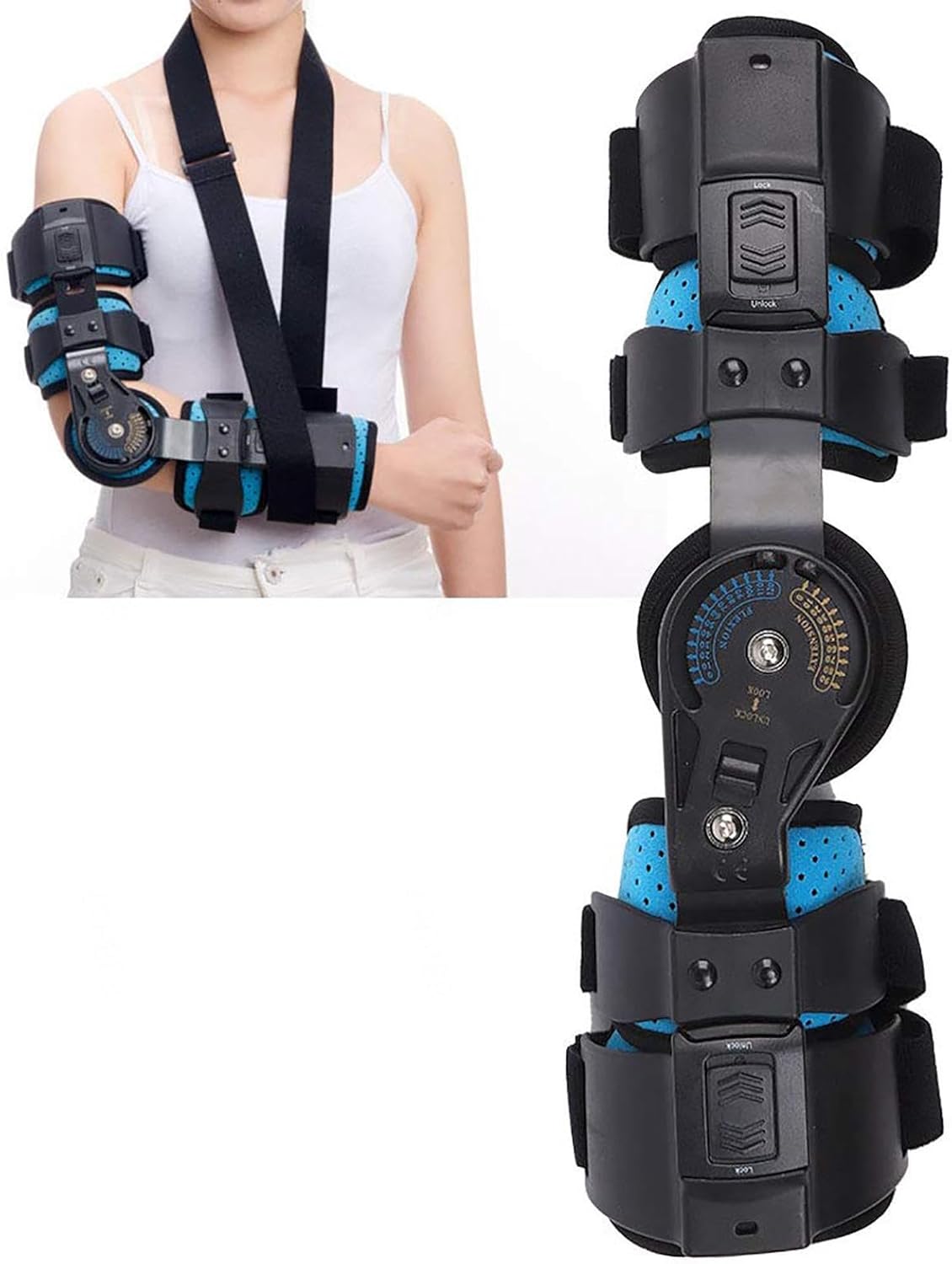 Adjustable Hinged ROM Elbow Brace for Tennis Elbow,Post Op Elbow Brace Stabilizer Splint for Cubital Tunnel Syndrome,Tendonitis, Injury Recovery Arm Support,Right (Right