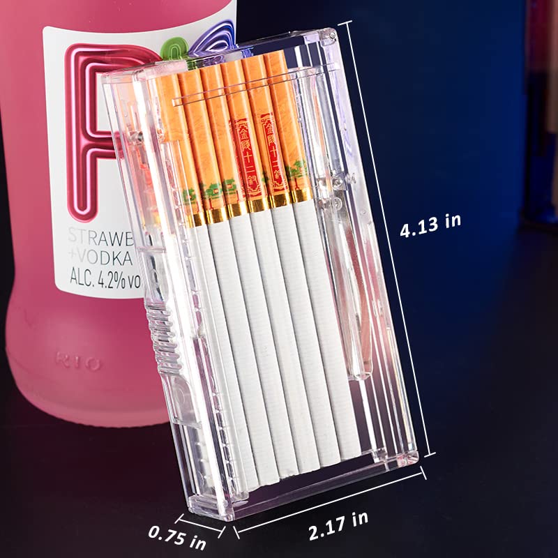 Pocket Cigarette Case/Box for 100's Cigarette Portable Transparent Cigarette Box Can Hold 20pcs Slim Cigarettes (I'm Fine, Transparent White)