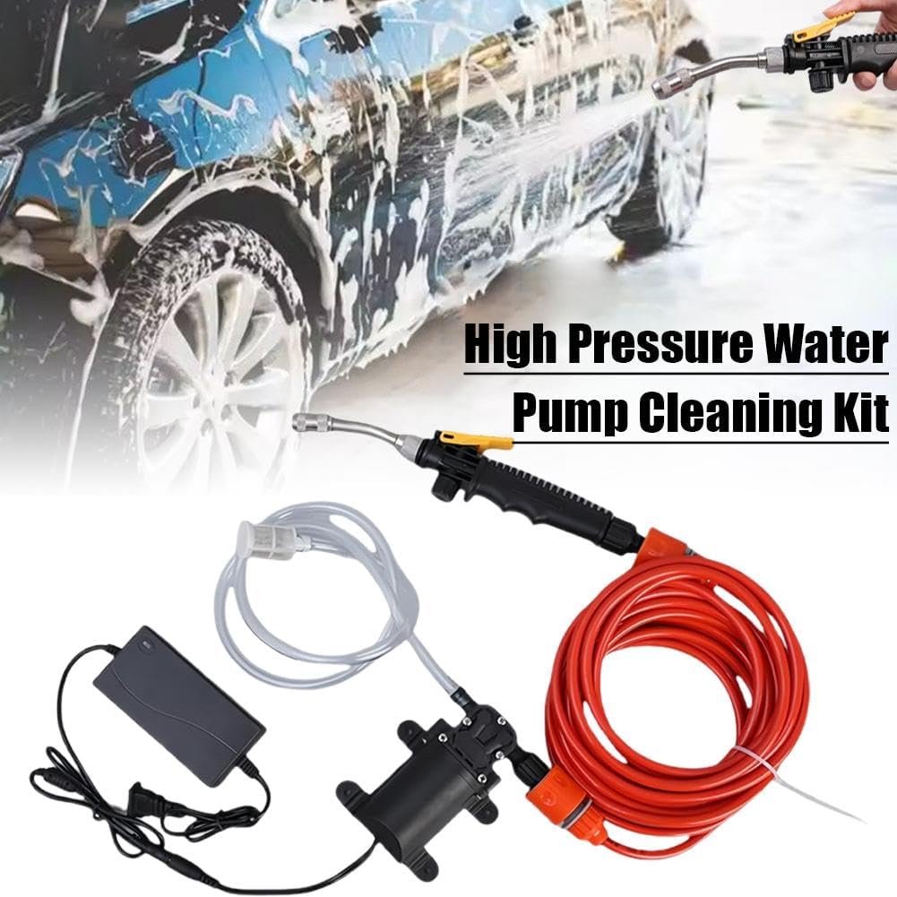 Portable Intelligent Electric Pressure Washer Pump, AC 100-240V Portable Pressure Powerful Car Washing Kit, Air Conditioner Cleaning Machine with PVC Hose for Home, Car, Garden