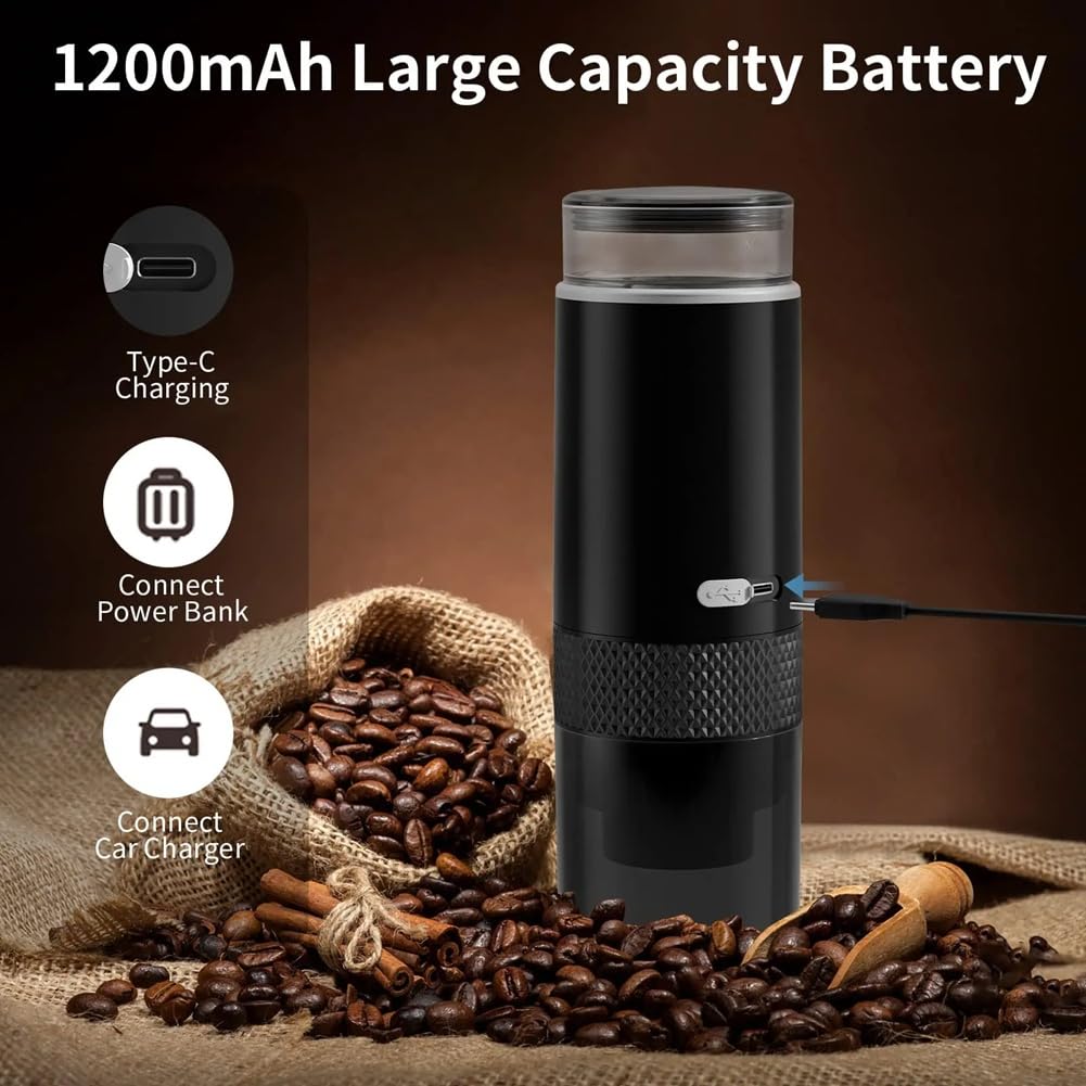Cafetera Eléctrica con Cápsulas, Cafetera Molida, Cafetera Portátil, Compatible con Café en Polvo y Cápsulas de Café