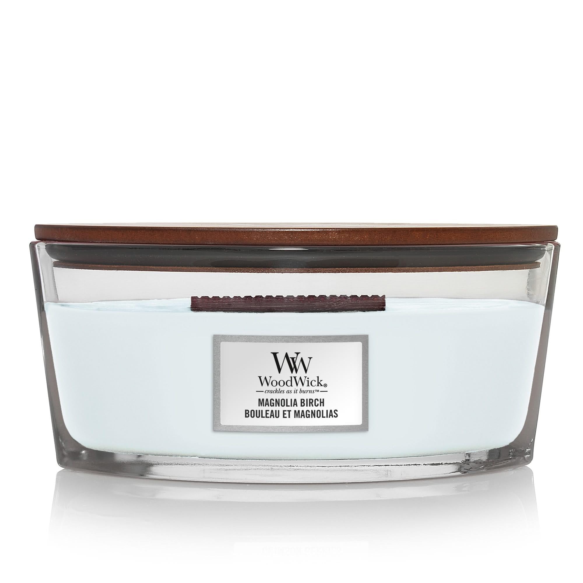 Scented Candle Woodwick Magnolia Birch Ellipse 453.6 g, White