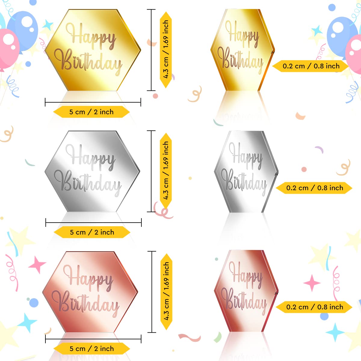 30 Stück Cupcake-Topper Aus Acryl Mit „Thank You“ Aufdruck – Spiegelnd, Rechteckig, Für Kuchendekoration