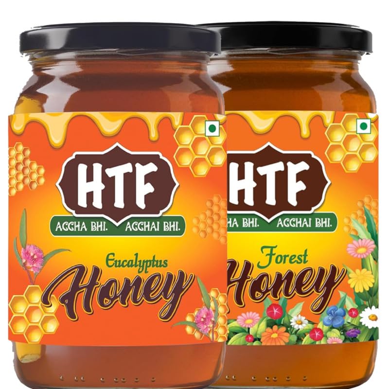 HTF Euclayptus Honey and Forest Honey, 500 gm | 100% Pure | Natural, Raw & Wildcrafted (250 gm x 2, Pack of 2)