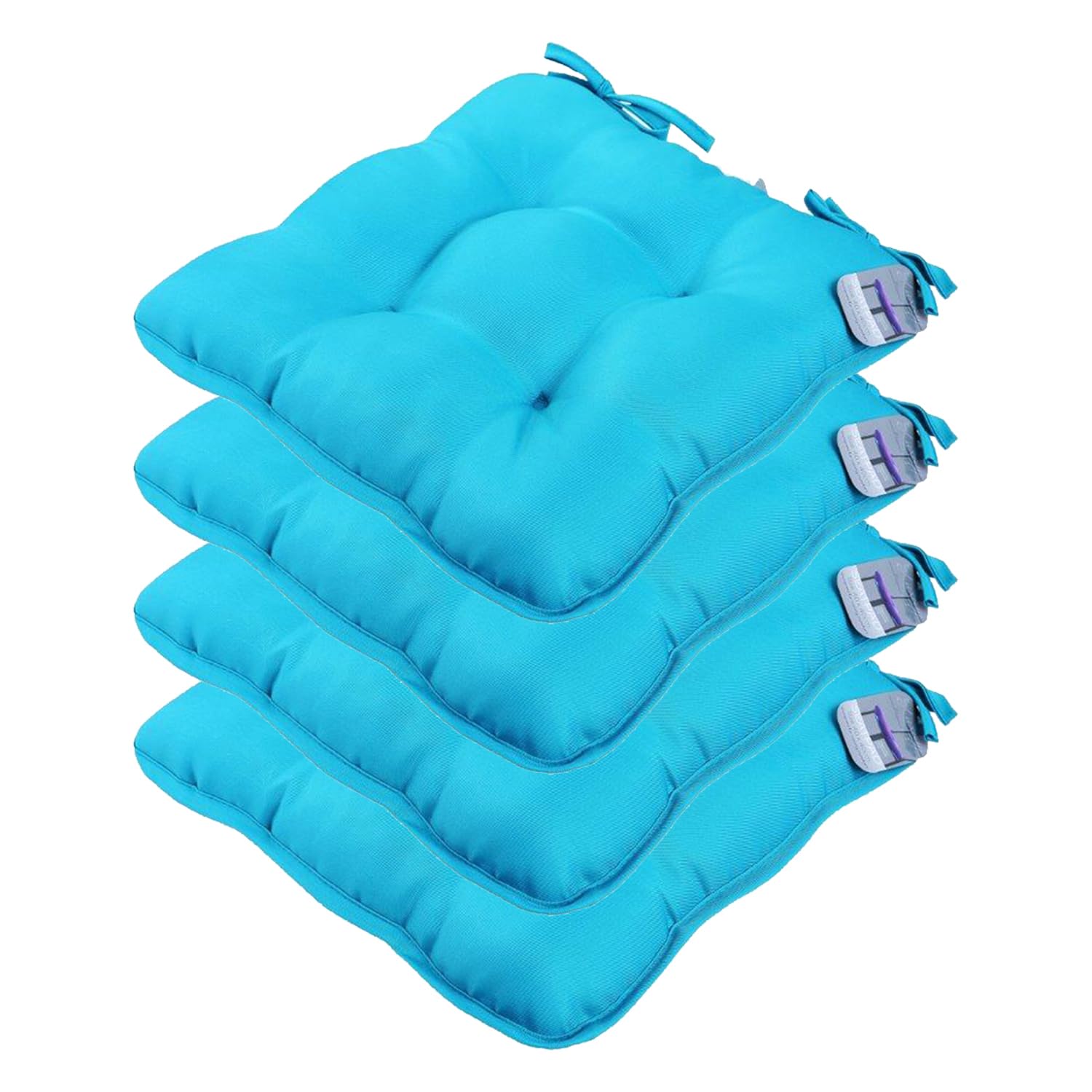 40x40 cm Dining Chair Garden Kitchen Seat Cushion With Tie On Pack of 4 for Indoors and Outdoors (Teal)