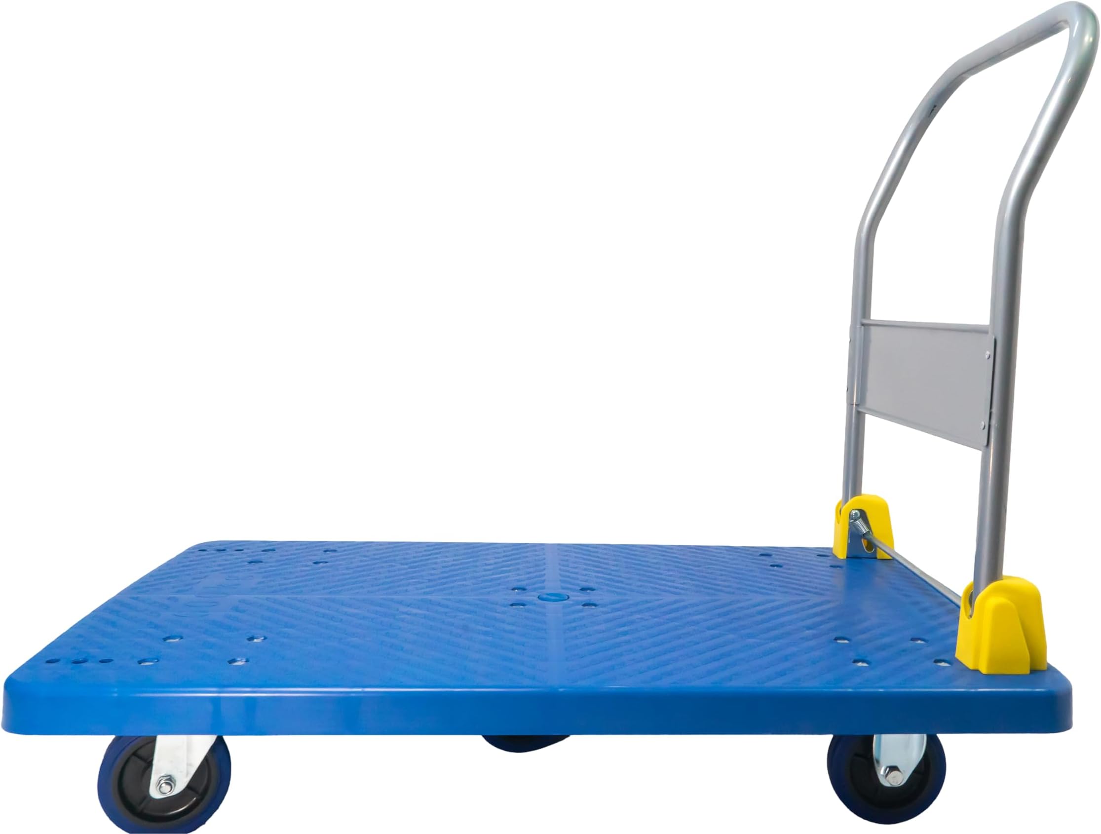 BIGAPPLE 600kg Capacity Plastic Foldable Platform Trolley for Heavy Weight/Material Handling Goods Trolley for Home, Office, Warehouse & Industries - 63cm x 105cm (5" Wheel/Blue) - PACK of 1