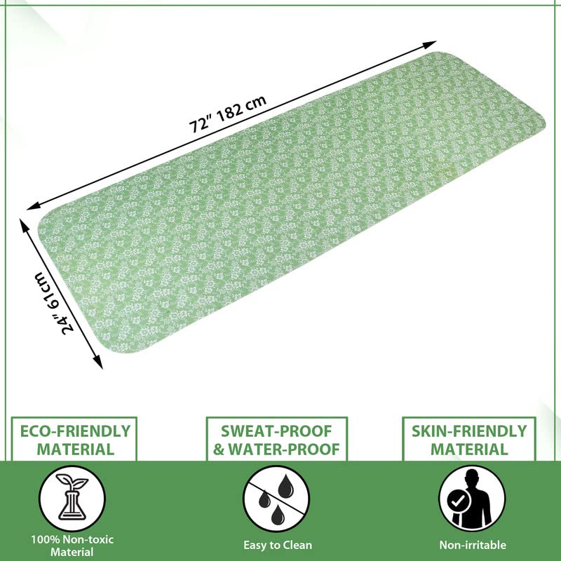 Image of Printed Yoga mats Exercise Mat Anti-Skid 4mm thickness Water /Dirt Proof Lightweight easy to Carry gym workouts for men women children with Carry Strap (Green) (2Fts x 6Fts) (4mm Thickness)