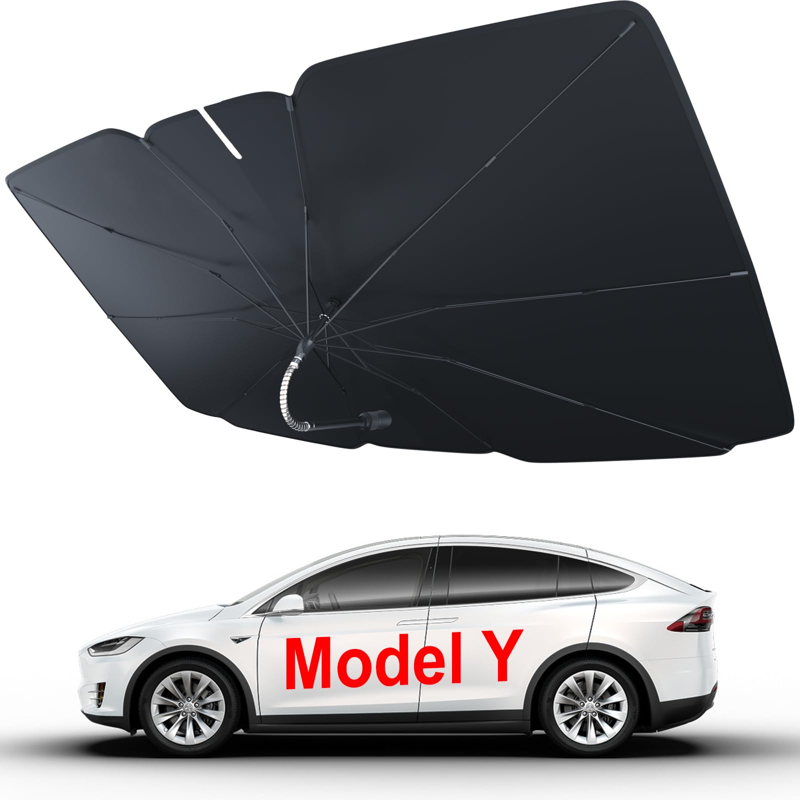 Tesla Model Y & Model 3 Windshield Sunshade – Custom Fit Front Window Sun Shade with UV Protection, Heat Shield – Keep Car Cool Essential Tesla Accessories