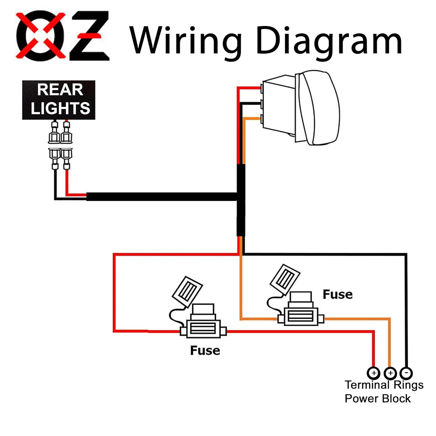 OZ-USA Plug-and-Play Power Distribution Block Wiring Harness with Laser-Etched Rear Lights On/Off Rocker Switch – Compatible with Can-Am Maverick X3 MAX Defender Commander Sport Trail 2018–2026