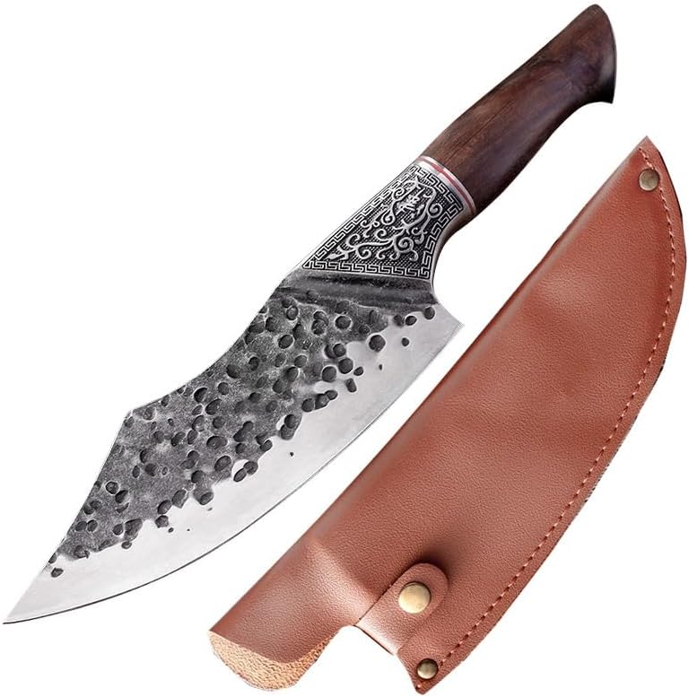 Meat Cleaver,Cleaver Knife 5CR15 Forging Stainless Steel Butcher Chopping Knife Outdoor Hunting Cleaver Slicing Boning Knife Meat For The Kitchen Tools (Color : Knife with cover)