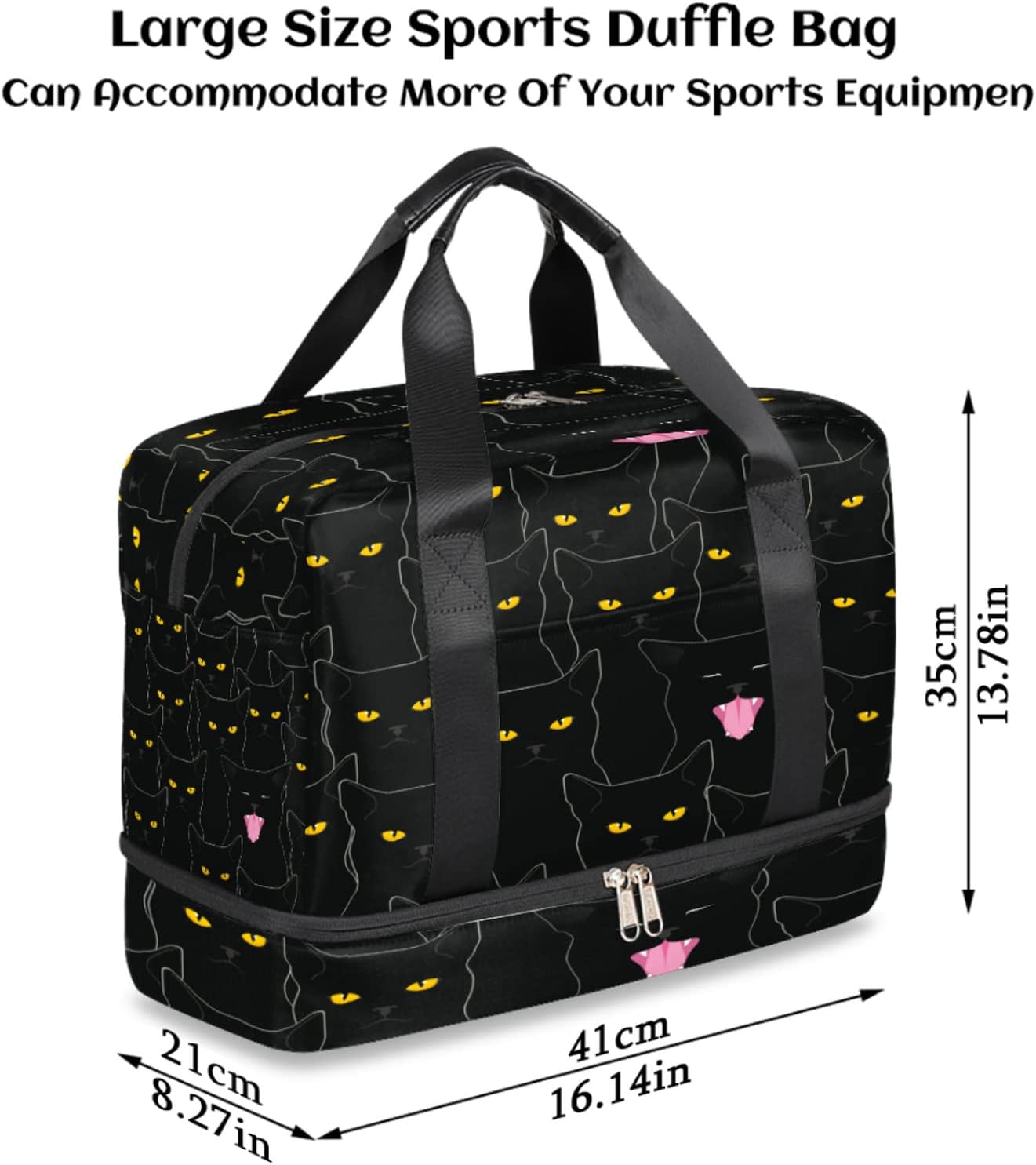 Pardick Travel Duffel Bags for Men Women Weekender Bag Overnight, Carry On Tote Luggage Bag for Vacation Trip Camping Gym (Cat)