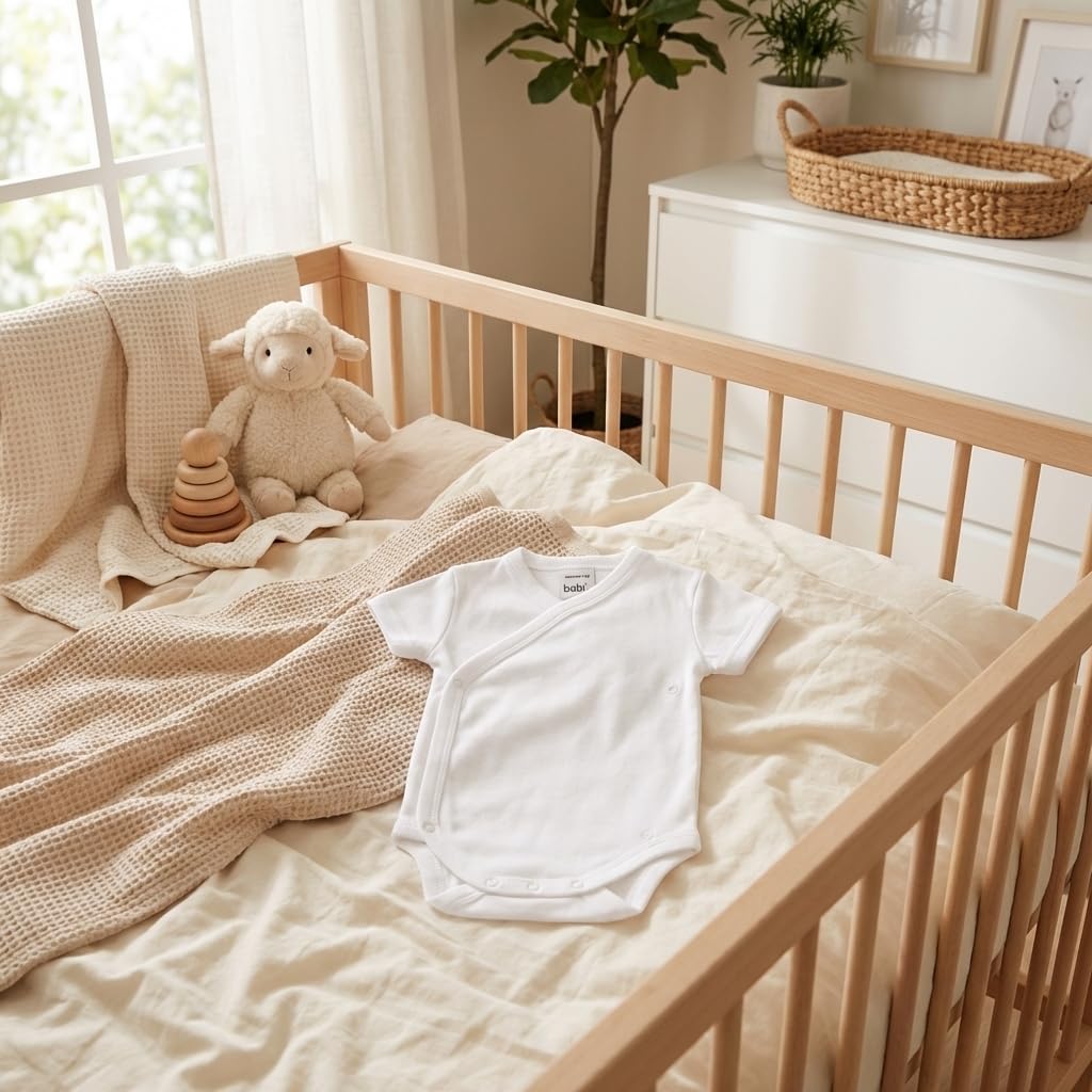 BABIDU Body per Neonato Incrociato a Maniche Corte al 100% in bambù, Body per Neonato e Prematuro, Tessuto ipoallergenico Morbido e Traspirante, Abbigliamento Unisex per Neonato e Bambina