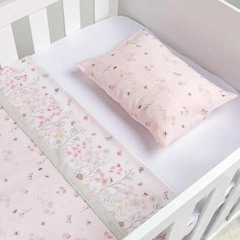 Jogo de Berço Papi c/Vira Tamanho Padrão 3 Peças, Flores no Jardim