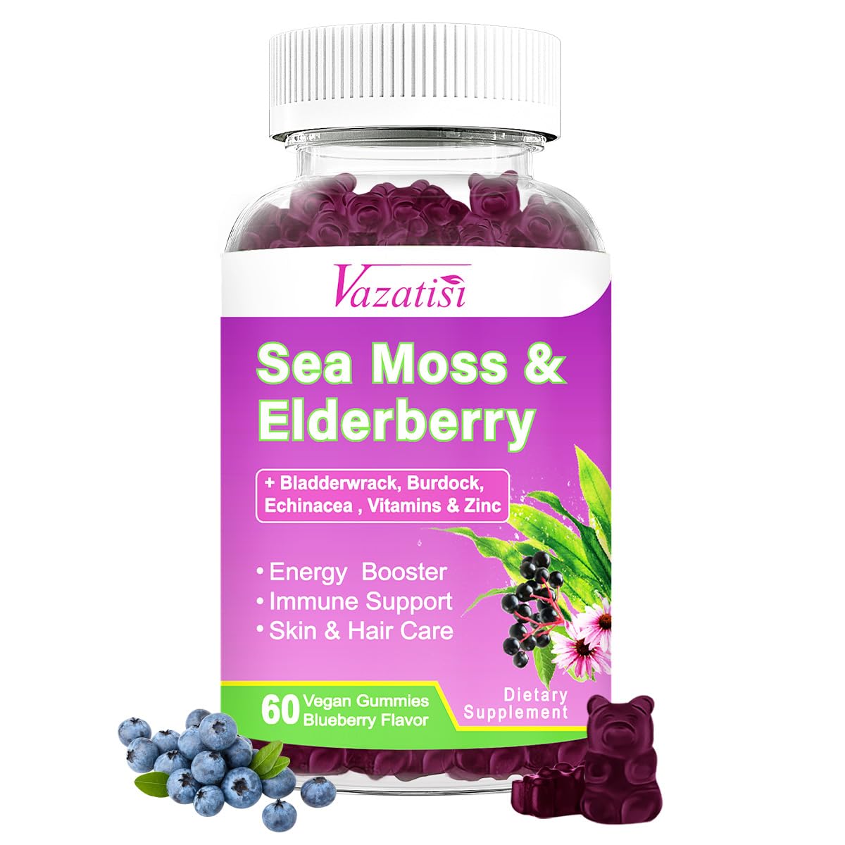 Vazatisi Sea Moss Gummies with Elderberry