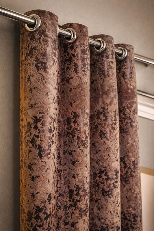 Image of Brown Velvet Blackout Curtain for Door & Window, 8 Feet Long, 70% Room Darkening, Thermal Insulated Heavy Drape, Soft Velvet Fabric, Set of 1 (243 * 121cm, Brown)