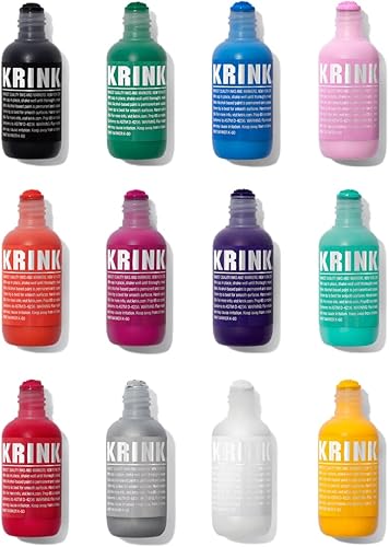 Krink K-60 - Juego de marcadores de pintura de 12 colores – Rotuladores de graffiti vibrantes y opacos para lienzo, papel de metal y vidrio y más –