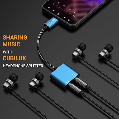 Miniatura 3 de Cubilux Adaptador de auriculares dual USB C, tipo C a doble divisor de audio de auriculares de 0.138 in compatible con iPhone 15+15 Pro Max, iPad 10