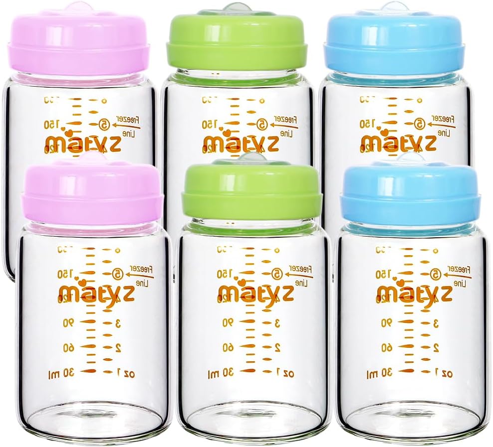 Matyz 6Pack Borosilicate Glass Breast Milk Bottles (6 oz