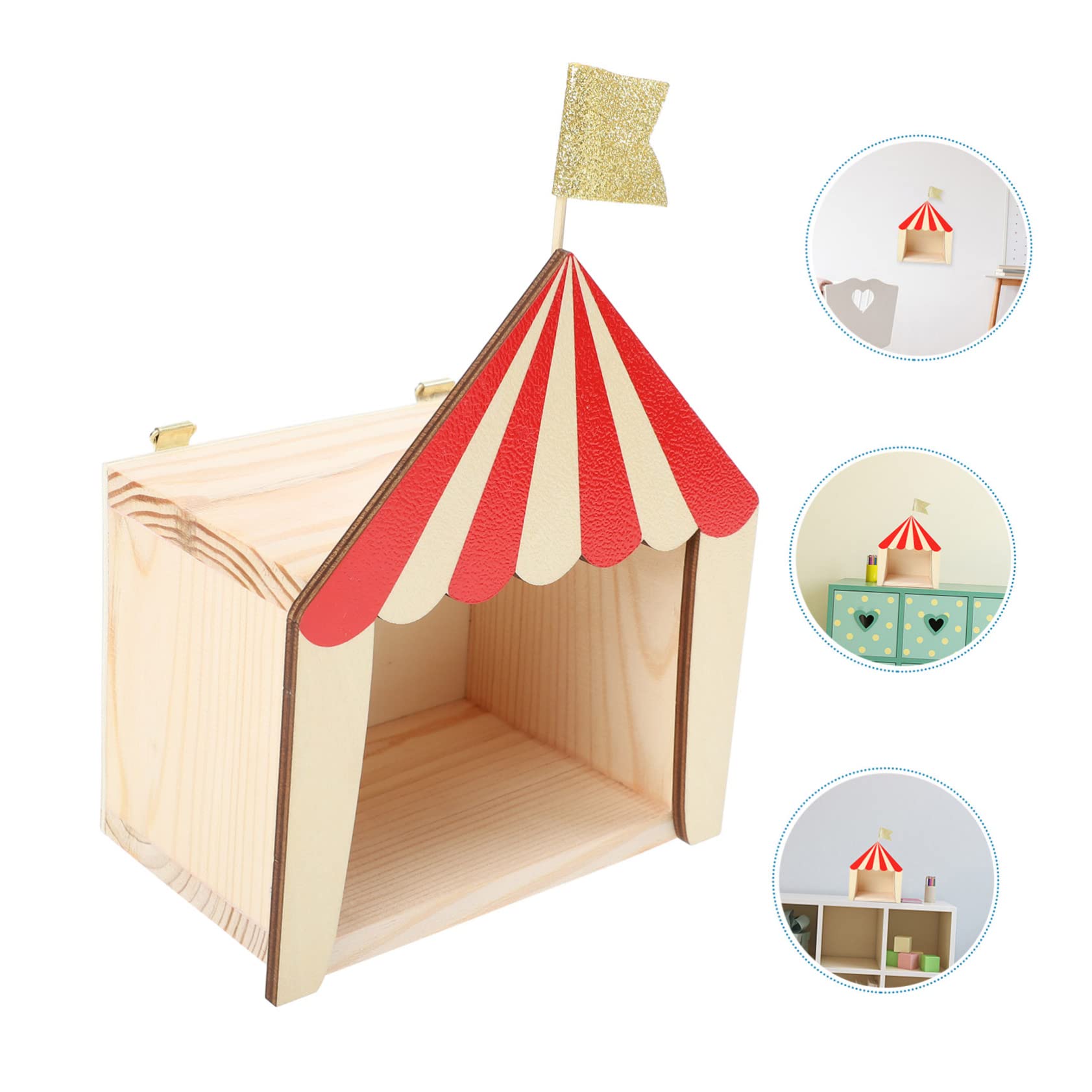 Opbergdoosje circus middel - bruin/wit - ø7x4 cm Opbergdoosje circus middel - bruin/wit - ø7x4 cm