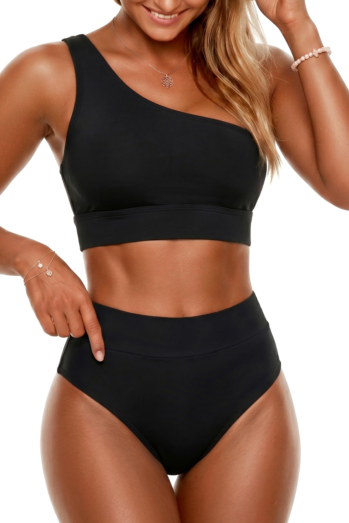 Holipick One Shoulder High Waisted Bikini